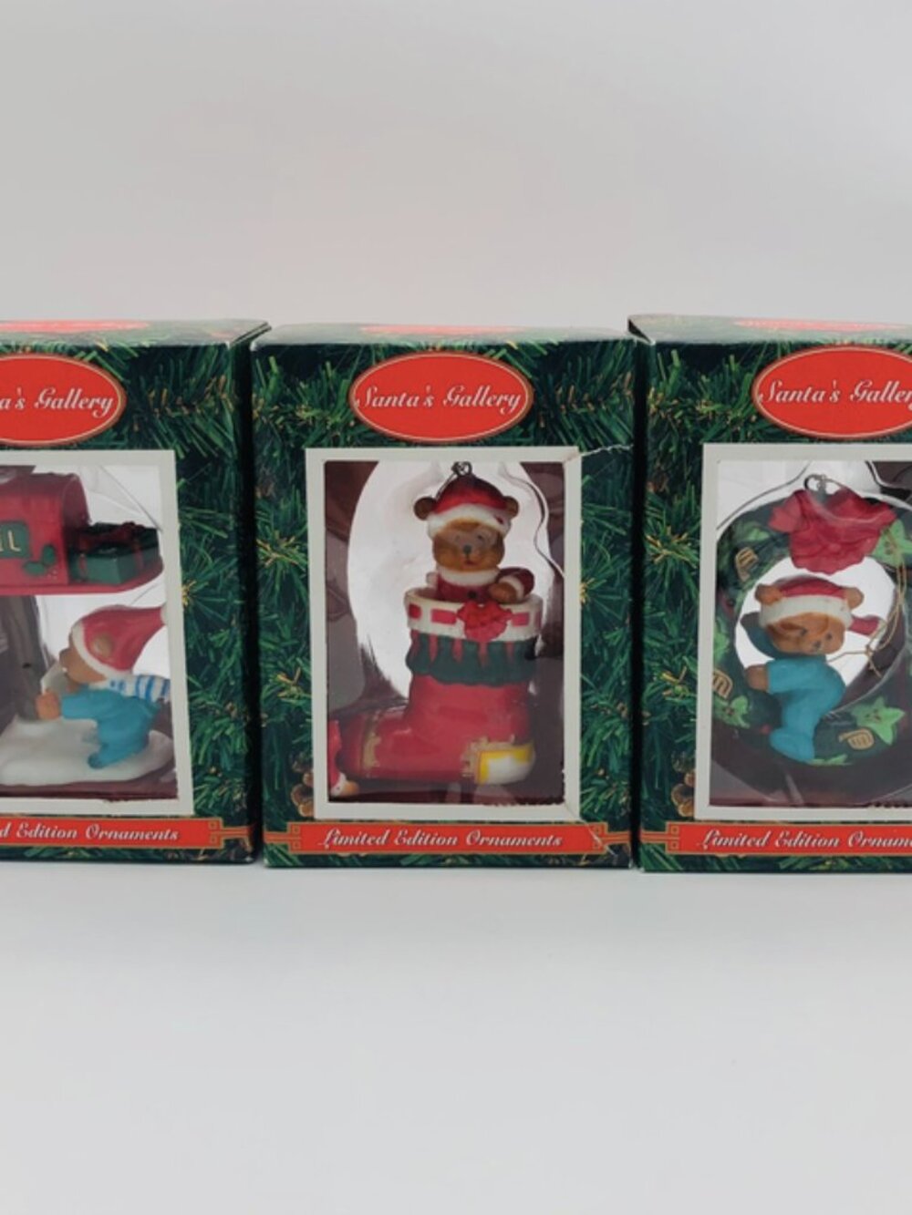 Santa's Gallery Limited Edition Christmas Ornaments Mail Box Stocking Wreath NEW